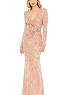 Mac Duggal Blush Long-Sleeve Evening Gown, NWT 16